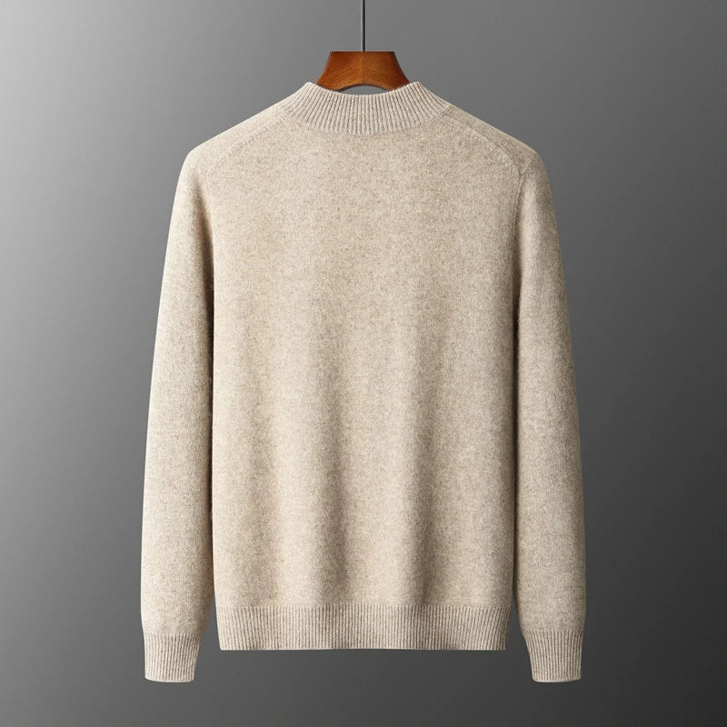 100% Merino Wool Men's Warm Sweater Mock Collar