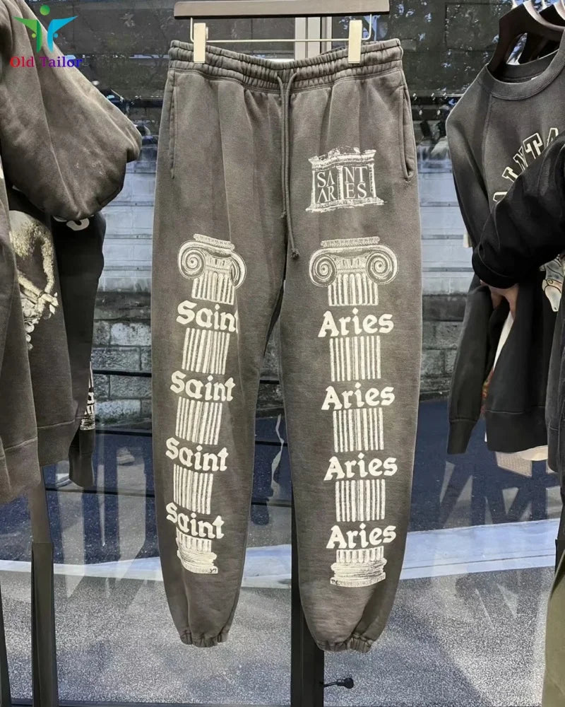 Latest 25SS Saint Classic Print Anime Washed Hoodie Hooded Sweatshirt