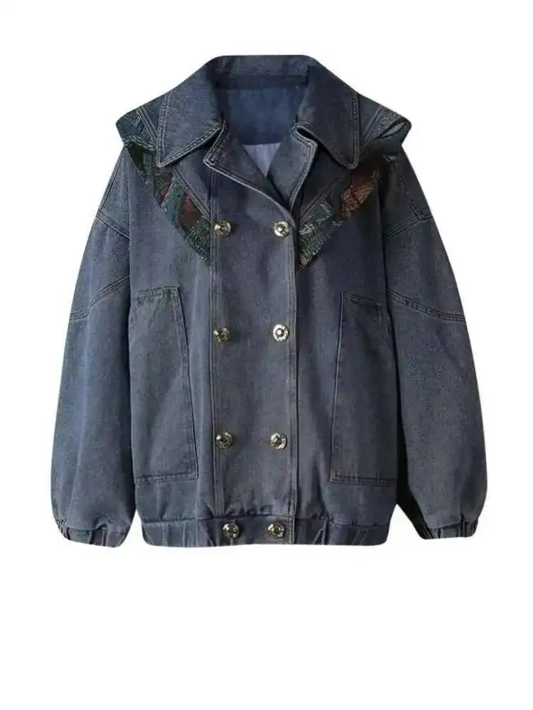 Blue Bow Back Plus Size Denim Jacket – Spring Autumn 2025