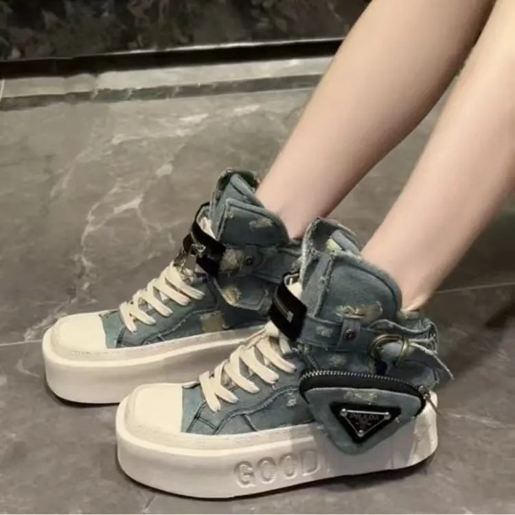 Shoes for Women's Ankle Boots Trendy Retro Denim High-quality Luxury Shoes
