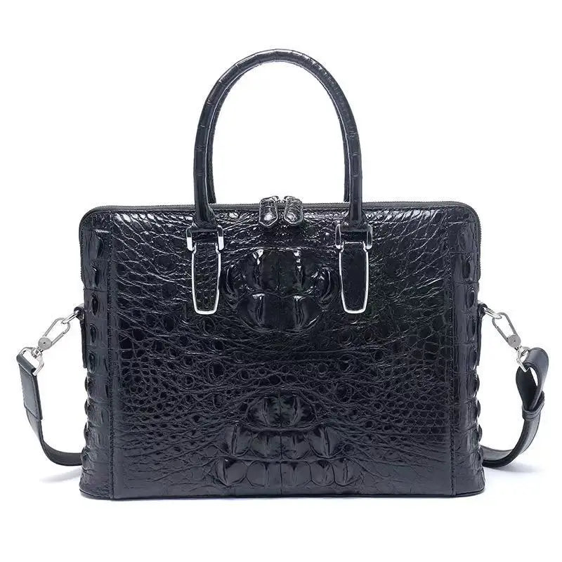2025 Natural Crocodile Skin Men's Handbag, Shoulder Bag