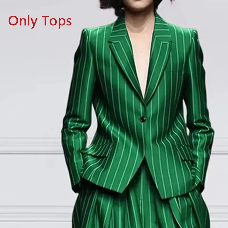 Women’s New Vintage Blazer Set Striped Trousers + Jacket Suit