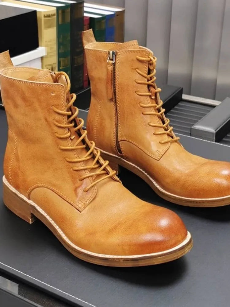 Handmade Durable British Style Genuine Leather Boots for Men
