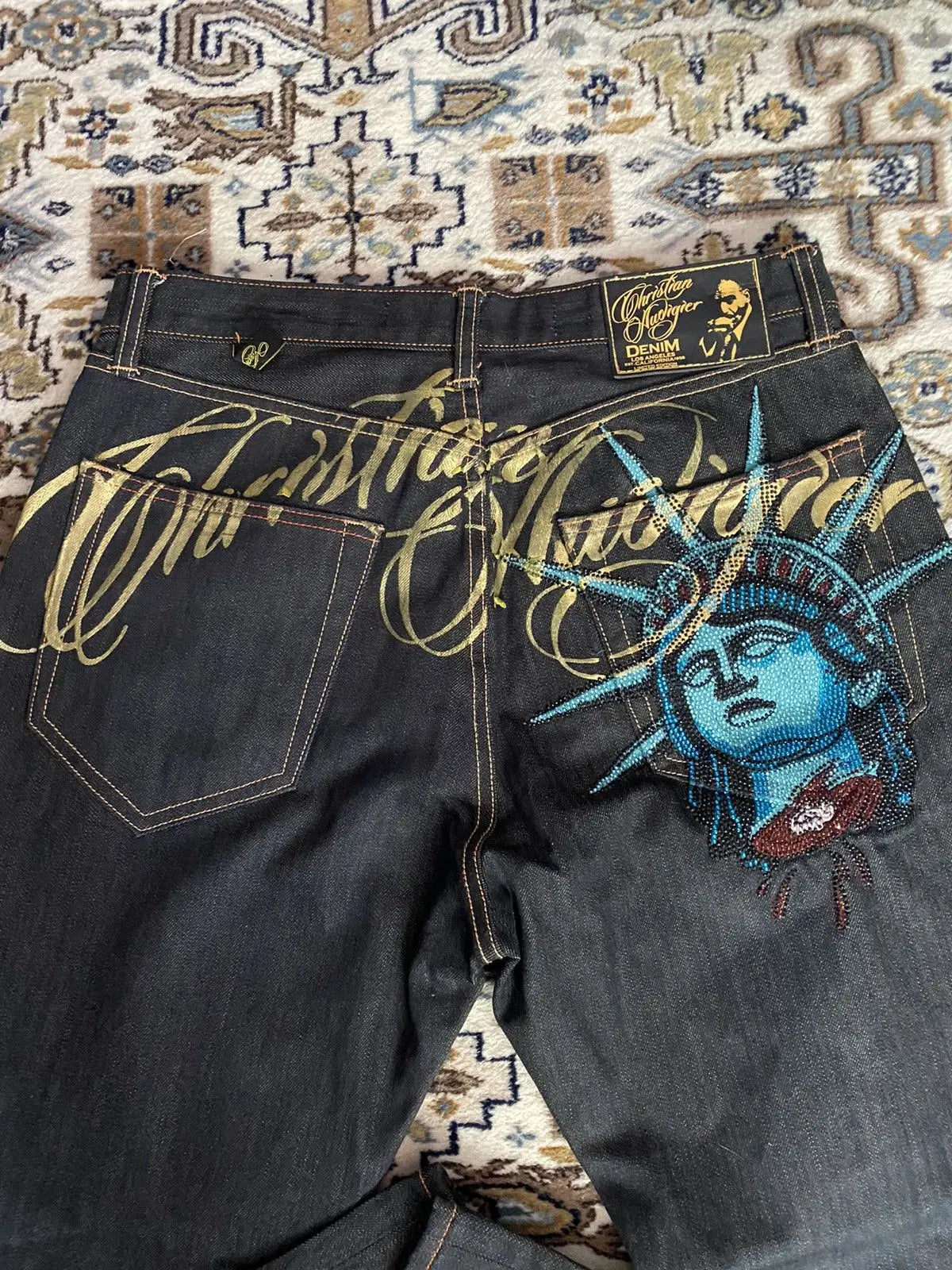 Vintage Statue of Liberty Diamonds Harajuku Y2K Jeans