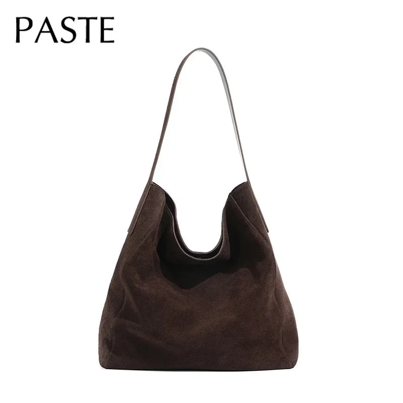 Travel-Ready Elegant Winter Purse Tote High Class Matte Suede Wool Shoulder