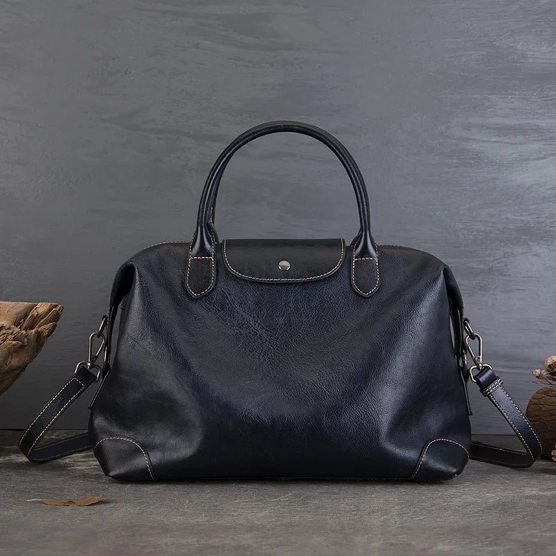 2025 New Retro Genuine Leather Women's Bag Large Capacity Tote Bag