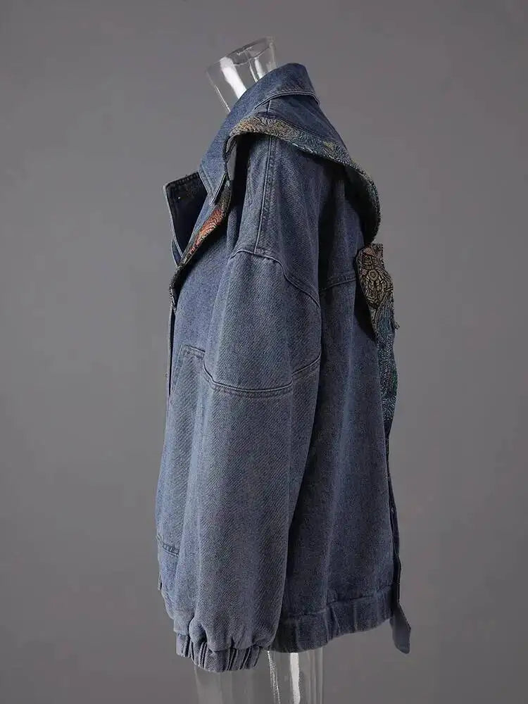 Blue Bow Back Plus Size Denim Jacket – Spring Autumn 2025