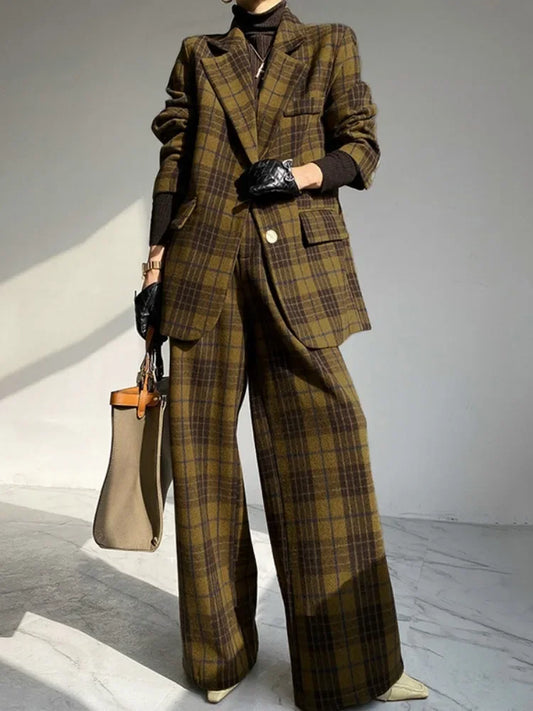2025 New Urban Lady Classic Retro Plaid Woolen Jacket