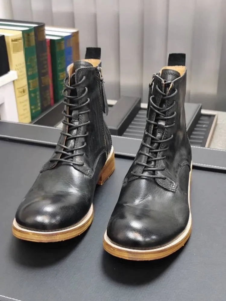 Handmade Durable British Style Genuine Leather Boots for Men