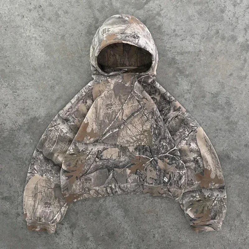 Y2K Camouflage Pattern Pullover Retro Hoodie American Hip-hop High Street Unisex