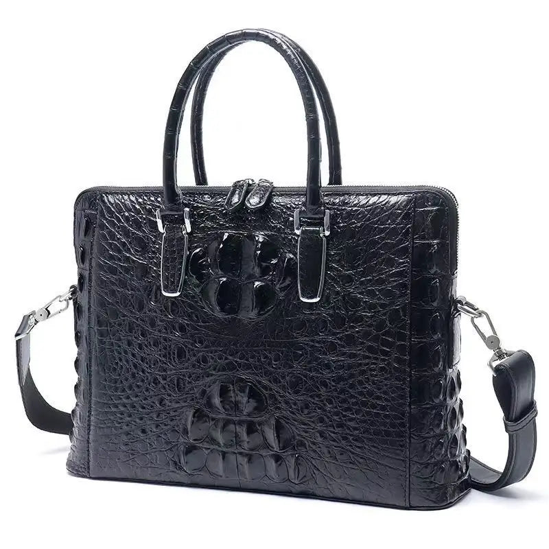 2025 Natural Crocodile Skin Men's Handbag, Shoulder Bag