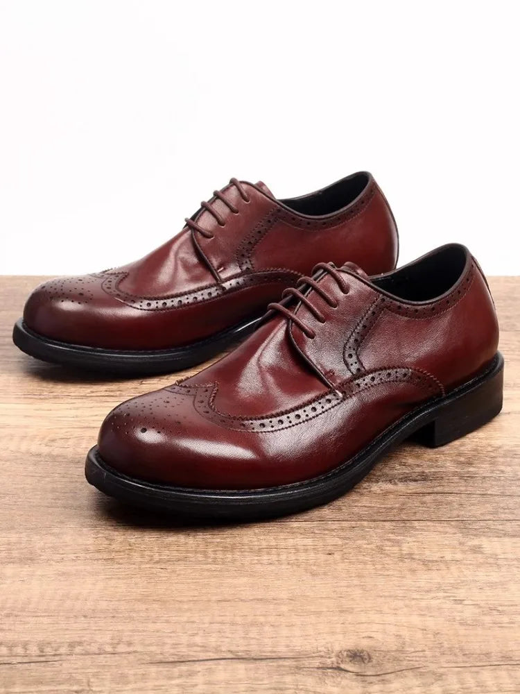 Brogue Shoes Men Vintage Handmade Genuine Leather Dress Shoes New