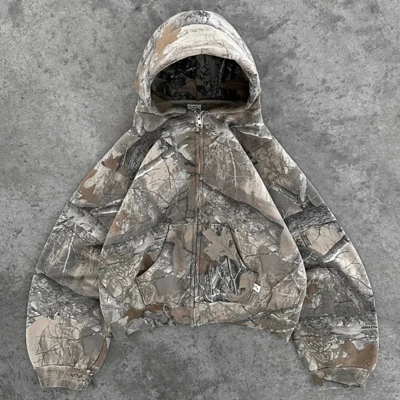 Y2K Camouflage Pattern Pullover Retro Hoodie American Hip-hop High Street Unisex