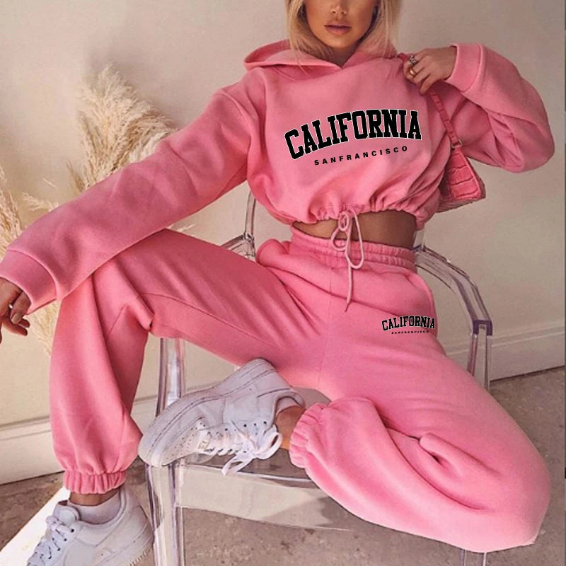 2025 Women’s Tracksuit Hooded Sweatshirts & Trousers Set