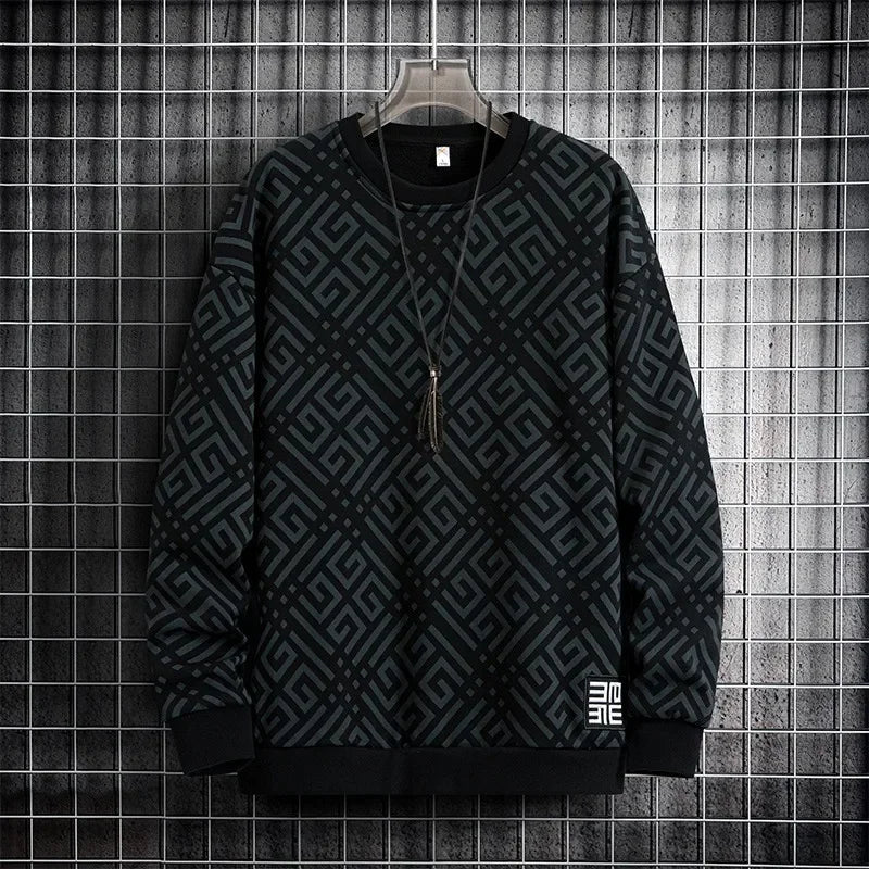 Printed Sweatshirt Men Plus Size Pullovers Oversized Sweater 7XL 8XL Man Tops Clothing