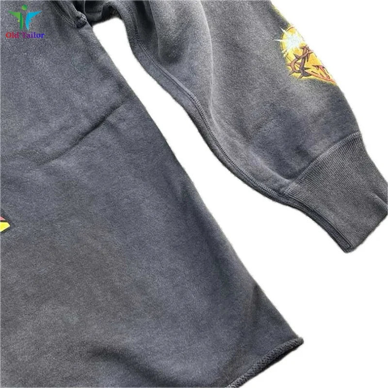 Latest 25SS Saint Classic Print Anime Washed Hoodie Hooded Sweatshirt