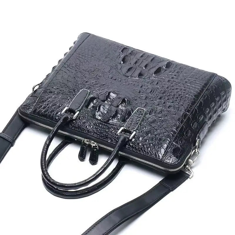 2025 Natural Crocodile Skin Men's Handbag, Shoulder Bag