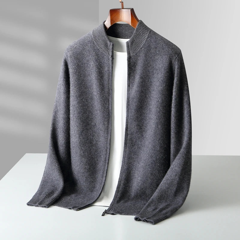 100% Merino Wool Men's Warm Sweater Mock Collar