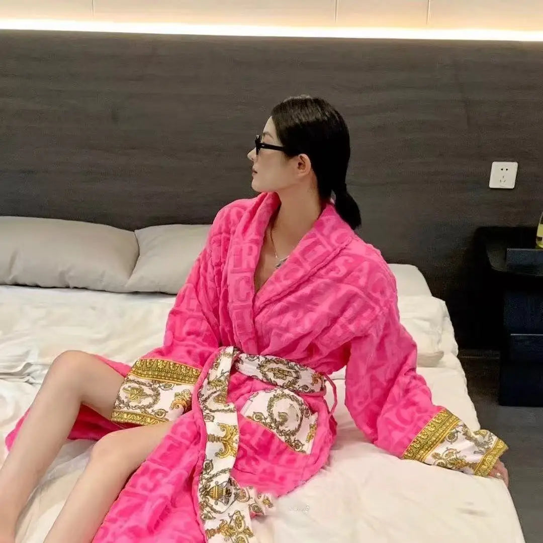 Elegant Luxurious Plush Unisex Bathrobe Ultra-Soft Sash Pockets Long Sleeves
