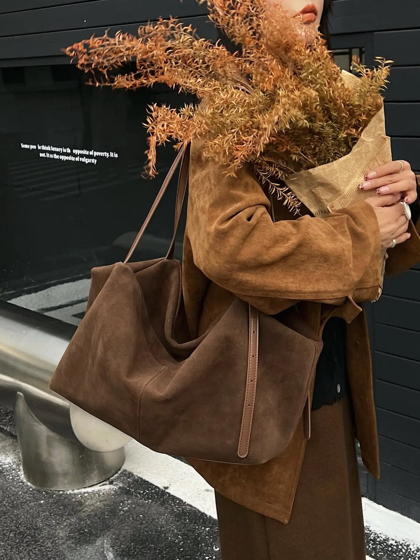 Women's Suede  Genuine Leather Shoulder Bag