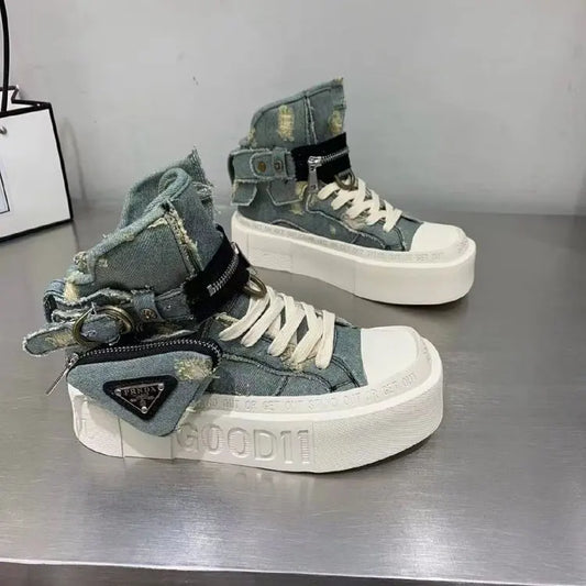 Shoes for Women's Ankle Boots Trendy Retro Denim High-quality Luxury Shoes