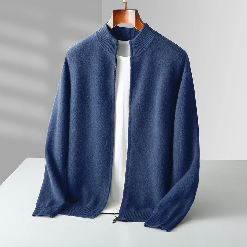 100% Merino Wool Men's Warm Sweater Mock Collar