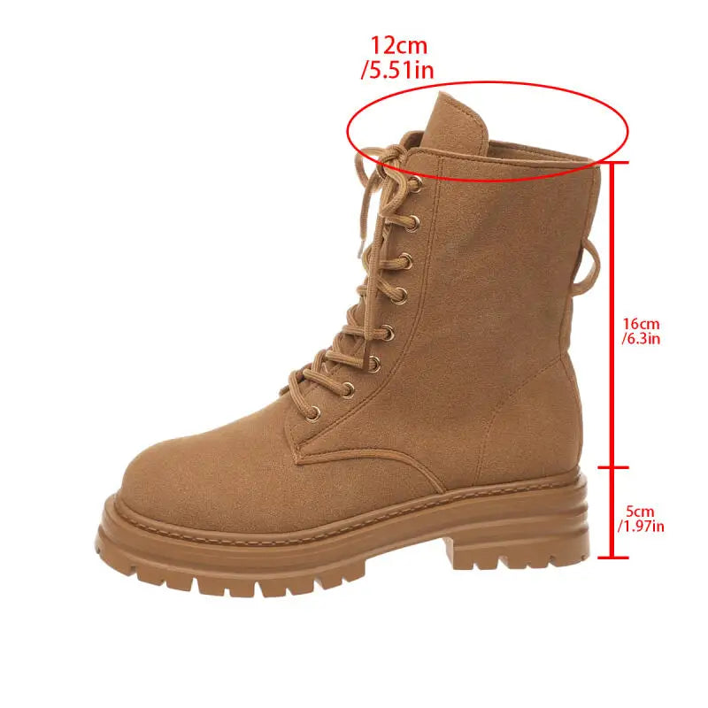 Casual Thick Bottom Khaki Ankle Boots