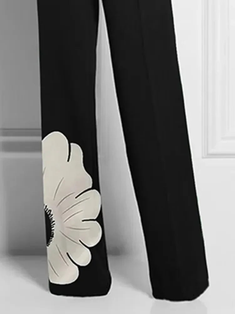 New Women's Two Piece Sets Elegant Floral Printed Outfit