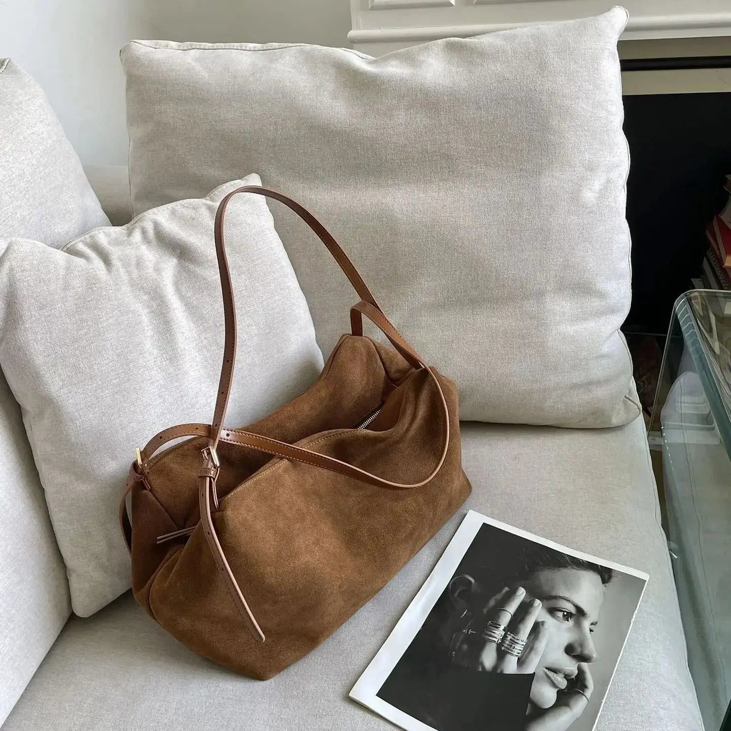 Women's Suede  Genuine Leather Shoulder Bag