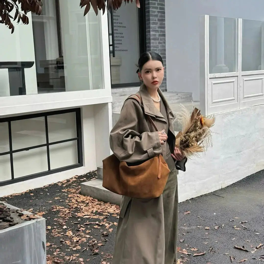 Women's Suede  Genuine Leather Shoulder Bag