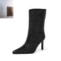 Women's Glamorous Rhinestone-embellished high heel Booties - Fall’s Hottest Statement Boot!
