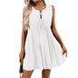 European and American women's lace up fashionable short sleeveless vacation dress
