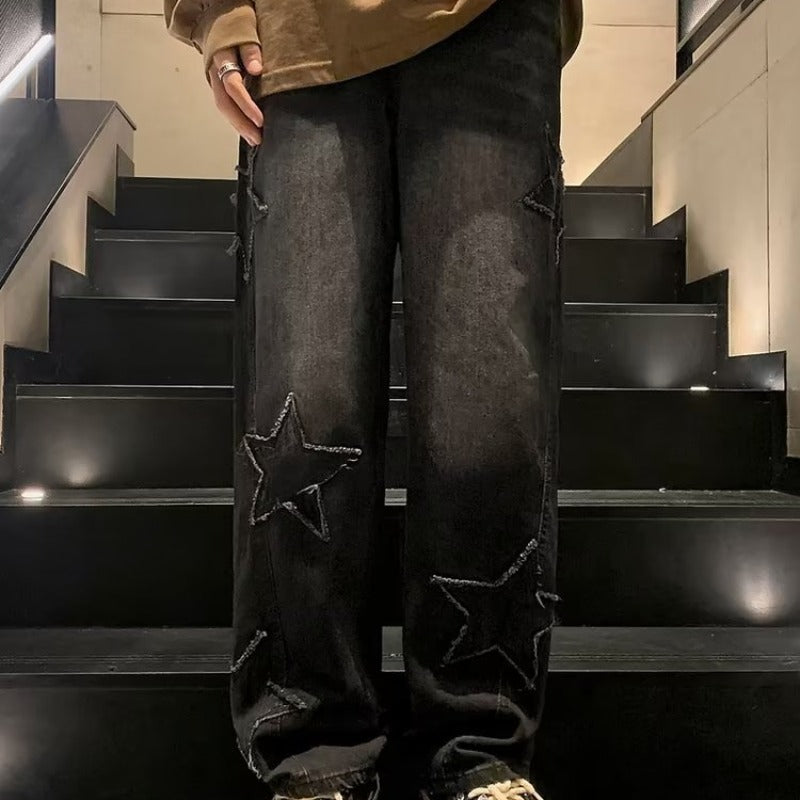Straight denim trousers