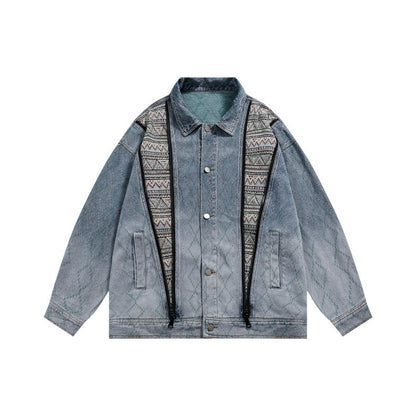 Wind Unique Design Unisex Loose Fit Retro Denim Jacket