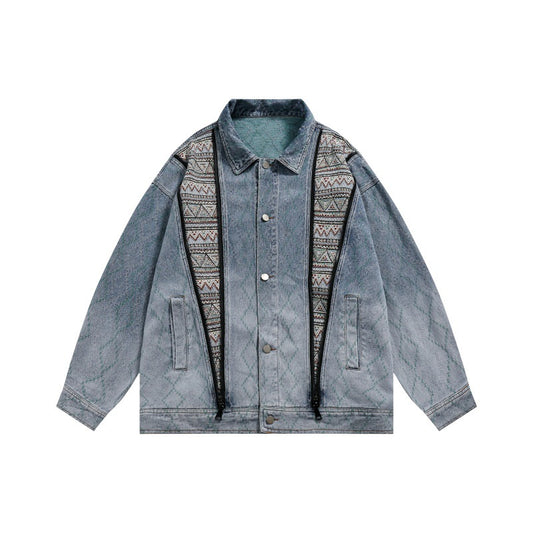 Wind Unique Design Unisex Loose Fit Retro Denim Jacket