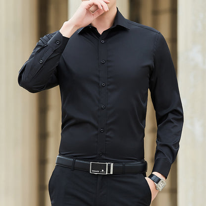 Men's Long Sleeved Slim Fit Solid Color Professional Business Dress Men's Suit Shirt