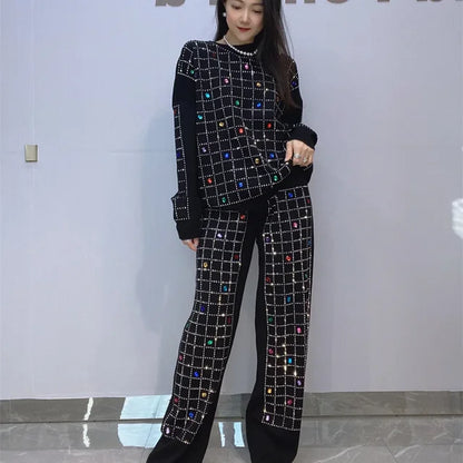 Fall Retro Style Outfits Women's Diamond Two-Sets