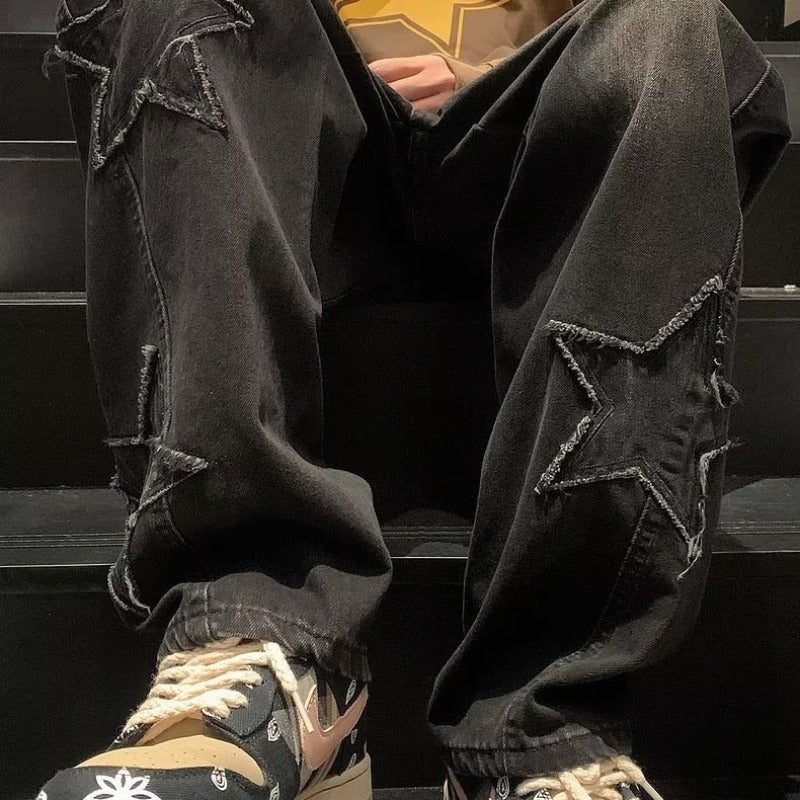 Straight denim trousers