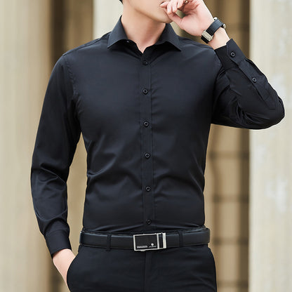 Men's Long Sleeved Slim Fit Solid Color Professional Business Dress Men's Suit Shirt