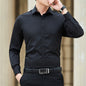Men's Long Sleeved Slim Fit Solid Color Professional Business Dress Men's Suit Shirt