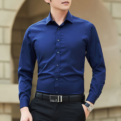 Men's Long Sleeved Slim Fit Solid Color Professional Business Dress Men's Suit Shirt