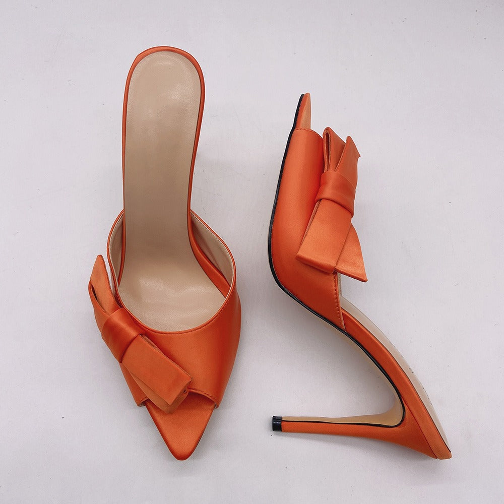 Elegant Pointed bow thin high heels sandals for 2025