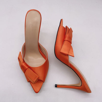 Elegant Pointed bow thin high heels sandals for 2025