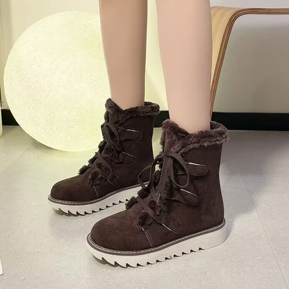 Snow Boots for Women Lace-up Warm Cotton Boots