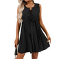 European and American women's lace up fashionable short sleeveless vacation dress