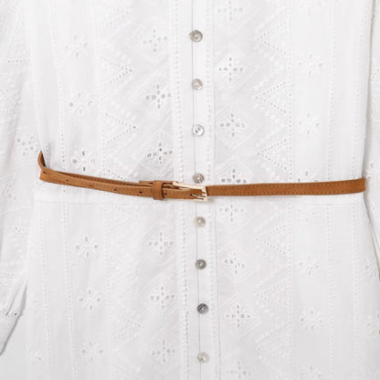 Single breasted shirt style dress with belt for women