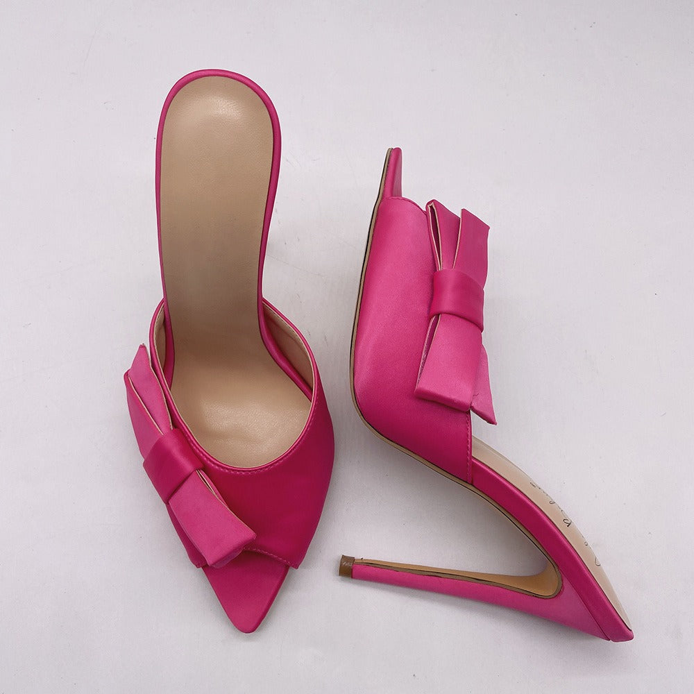 Elegant Pointed bow thin high heels sandals for 2025