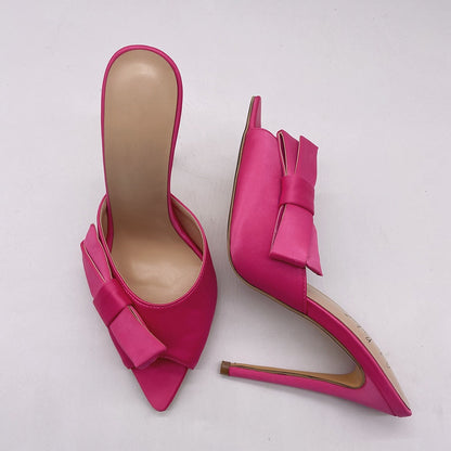 Elegant Pointed bow thin high heels sandals for 2025