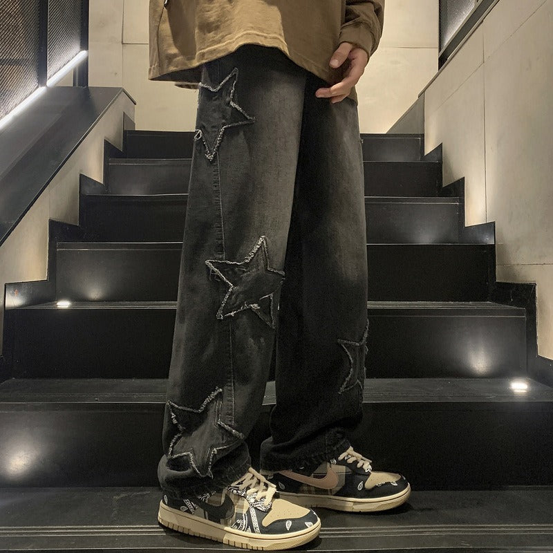 Straight denim trousers