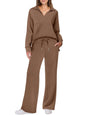 Cross-border New Pure Color Turn-down Collar Loose Casual Straight Pants Multi-color Set